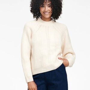 Naadam Cashmino Textured Crewneck Sweater Size XS in White